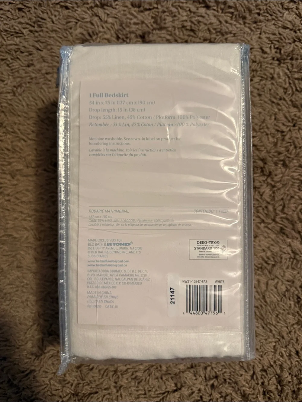 Linen Cotton Bedskirt in White - Full